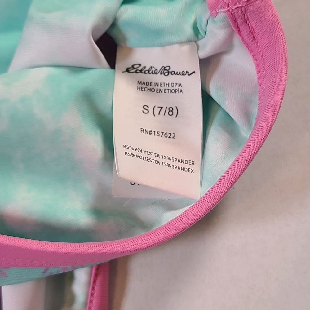 Eddie Baur Multicolor Girls Colorful Tankini Set Pink & Blue Size 7-8 Small EUC